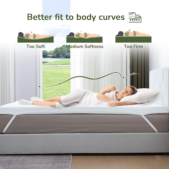 Memory Foam Mattress Topper, 3 inch Twin Mattress Topper with Removable Soft Cover, Bed Topper for Dorm, Travel, Guest Mat, Non-Slip Design & Pressure Relief Back Pain, White