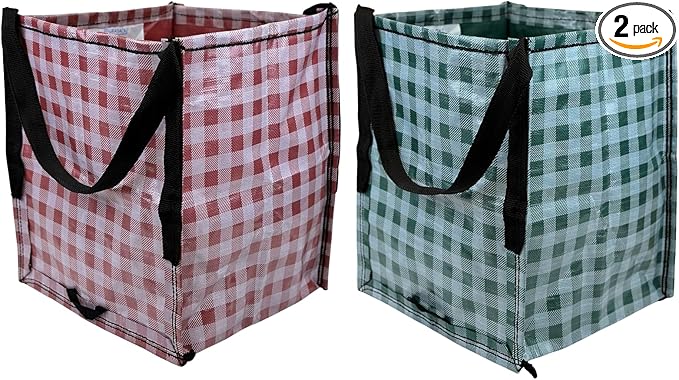 DURASACK Heavy Duty Storage Tote Bag with Zipper Top 22-Gallon Rugged Woven Polypropylene Moving Bag, Reusable Self-Standing Design, Holds up to 500 Pounds, Holiday 2-Pack