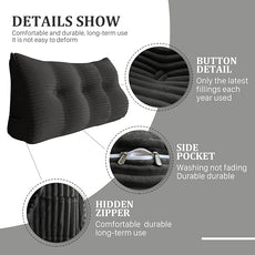 10 lbs Thickened Headboard Pillow Wedge Pillow Headboard Reading Pillow Bed for Comfortable Backrest Reading Triangular Pillow with Side Pocket Backrest Pillows for Sitting in Bed Full