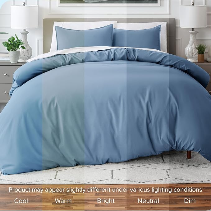Bare Home Bedding Duvet Cover Extra Long Size - Premium 1800 Super Soft - Lightweight, Cooling Duvet Cover - Soft Breathable Bedding (Twin/Twin XL, Coronet Blue)