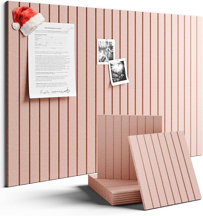 Large Felt Bulletin Board 36" x 24" Cork Board Alternative-6 Pack with 40 Safe Removable Adhesive Tabs, Cork Boards for Walls Cork Board for Home Office Classroom Pin Board (Pink)