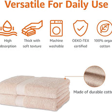 Amazon Basics Fade-Resistant 100% Cotton Bath Towel, 2 Pack, 30