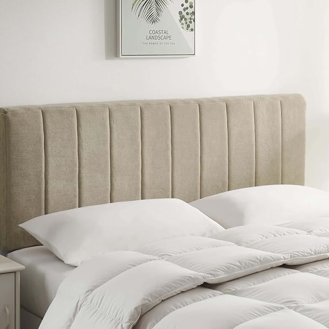 Nestl Upholstered Twin Headboard - Easy Assemble Channel Stitched Headboard Twin Size - Wall Mounted Headboards with 3D Soundproof Wall Panels Peel & Stick Floating Headboards, Linen