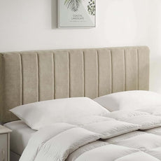 Nestl Upholstered Queen Headboard - Easy Assemble Channel Stitched Headboard Queen Size - Wall Mounted Headboards with 3D Soundproof Wall Panels Peel & Stick Floating Headboards, Linen