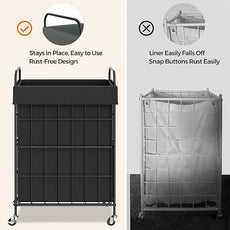 Laundry Hamper with Wheels, 90L Laundry Basket with Handle, Laundry Sorter with Removable Liner Bag