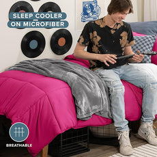 Bare Home Kids Comforter Set - Twin/Twin Extra Long Size - Ultra-Soft - Goose Down Alternative - Premium 1800 Series - All Season Warmth (Twin/Twin XL, Pink)