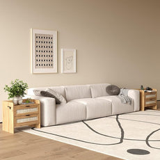 Rattan Nightstand Set of 2, Bedside Table with Type-C Charging Station - 2 Storage Drawer Space, Boho End Table Side Table for Bedroom Office, Large Night Stand with Charging Port