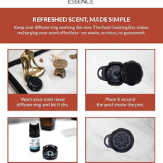 Essence Pearl Travel Case - Wearable Aromatherapy Kit with Nasal Diffuser Rings, Soaking Bay, and 5mL Essential Oil – Portable Wellness Gift Set for On?The?Go Self Care