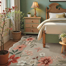 Lahome Floral Washable 6x9 Area Rugs, Soft Bedroom Rug for Living Room Ultra-Thin Non Slip Dining Room Rug, Stain Resistant Boho Rugs Easy Clean Throw Carpet for Office(6'x9',Brown)