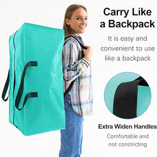 12 Pack Heavy Duty Large Moving Bags W/Backpack Straps - Strong Handles & Zippers, Storage Totes For Space Saving, Fold Flat, Alternative to Moving Box and Storage Bin, Aquamarine