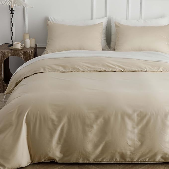 HeimenAogo 600TC Egyptian Cotton Duvet Cover Full Size Sateen Weave, Silky Soft and Breathable Bedding Set with Zipper Closure, Long Staple Cotton Bed Linen Linen Grey 3Pcs (80"×90")