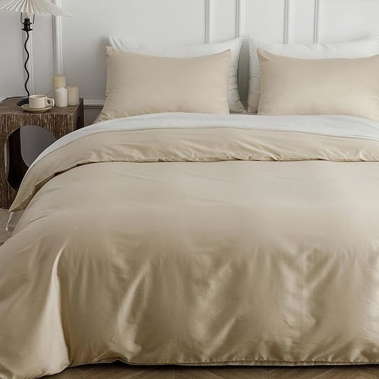 HeimenAogo 600TC Egyptian Cotton Duvet Cover Full Size Sateen Weave, Silky Soft and Breathable Bedding Set with Zipper Closure, Long Staple Cotton Bed Linen Linen Grey 3Pcs (80"×90")