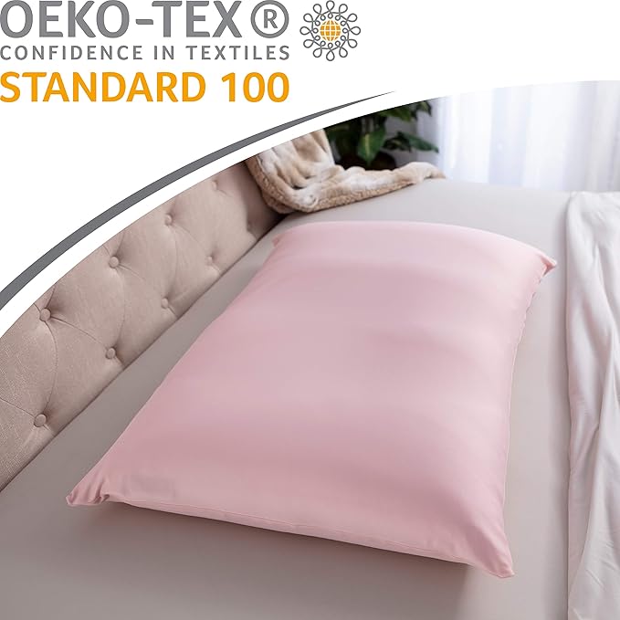 Cover Only for Premium Microbead Bed Pillow, X-Large Extra Smooth - Ultra Comfortable Sleep with Silk Like Anti Aging Cover 85% Spandex/ 15% Nylon Breathable, Cooling Cream Peach