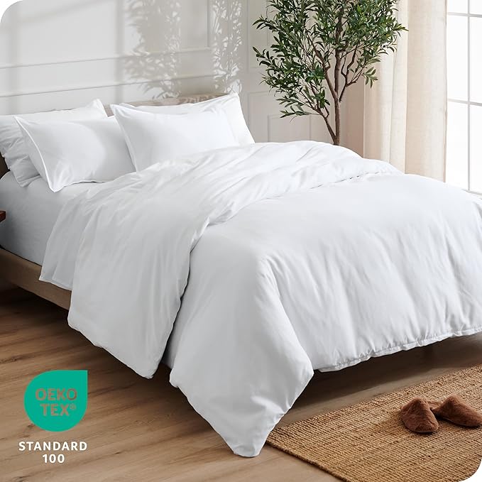 Bare Home Bedding Duvet Cover Oversized Queen Size - Premium 1800 Super Soft Collection - Lightweight, Cooling Duvet Cover - Soft Breathable Bedding (Oversized Queen, White)