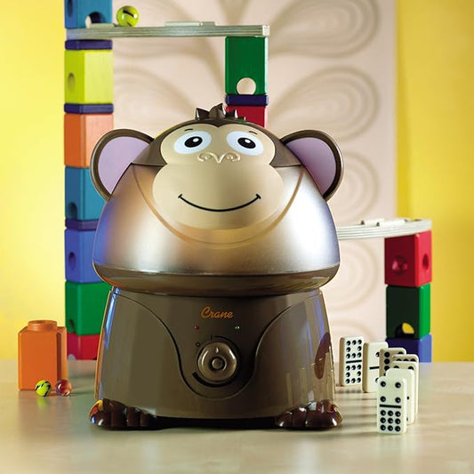 Crane Adorables Ultrasonic Humidifiers for Bedroom and Baby Nursery, 1 Gallon Cool Mist Air Humidifier for Large Room or Kid's Room, Humidifier Filters Optional, Monkey