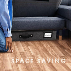 HOMELUX THEORY 2pc Under Bed Storage Containers, Bedroom Under the Bed Drawer Storage Organizer with Bins and Lids, Large Underbed Clothes Storage Box Ideal for Blanket, Fabric, & Shoes (Dark Gray)