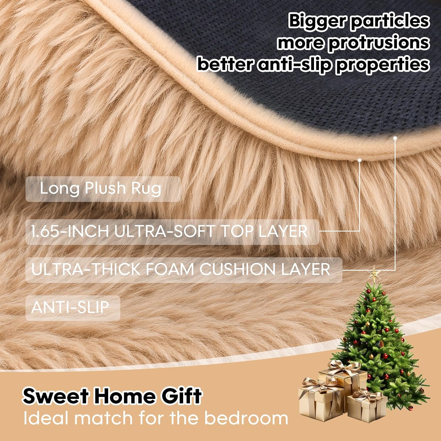 8x10 Area Rugs Living Room, Beige Large Plush Fluffy Bedroom Carpet, Non-Slip Upgraded Indoor Thick Soft Rug, Modern Plush Carpet Suitable for Kids Home Decor Aesthetics Dorm. Dormly