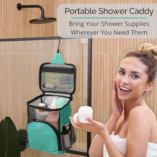 Original Shower Caddy For College Dorms- Travel Shower Caddy - Dorm Organizer Bag - Large Capacity, Quick Dry and Water Resistant with Metal Hook - Portable and Foldable Bag for Gym and Travel (Aqua)
