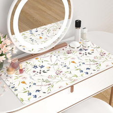 QIYI Floral Mouse Pad, Large Desk Mat for Desktop, Women Girls Watercolor Flowers Office Décor Desk Accessories, PU Leather Waterproof Gaming Mousepad, Wildflowers Desk Pad Computer Mat, 31.5