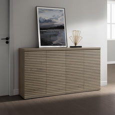 SICOTAS Buffet Cabinet with Storage Accent Sideboard Modern Credenza with Doors & Shelves Fluted Media Console Mid Century Coffee Bar Table for Living Room Kitchen Dining Room Hallway (2PCS)