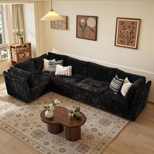 Modular Sectional Sofa,5 Pieces Sectional Couches for Living Room,131X65 L Shaped Cloud Couch with Oversized Convertible Modular Couch for Living Room
