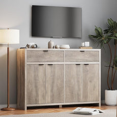 Fluted Sideboard Buffet Cabinet with Storage Drawers, 55