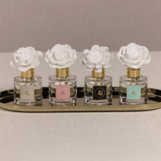 Zodax Apothecary Guild Blush Porcelain Oil Diffuser - Home Fragrance Diffuser Ideal for Living Room, Bathroom, Office - Makes a Great Gift - Porcelain Flower Design - Sunset Beach - 1.69 Oz.