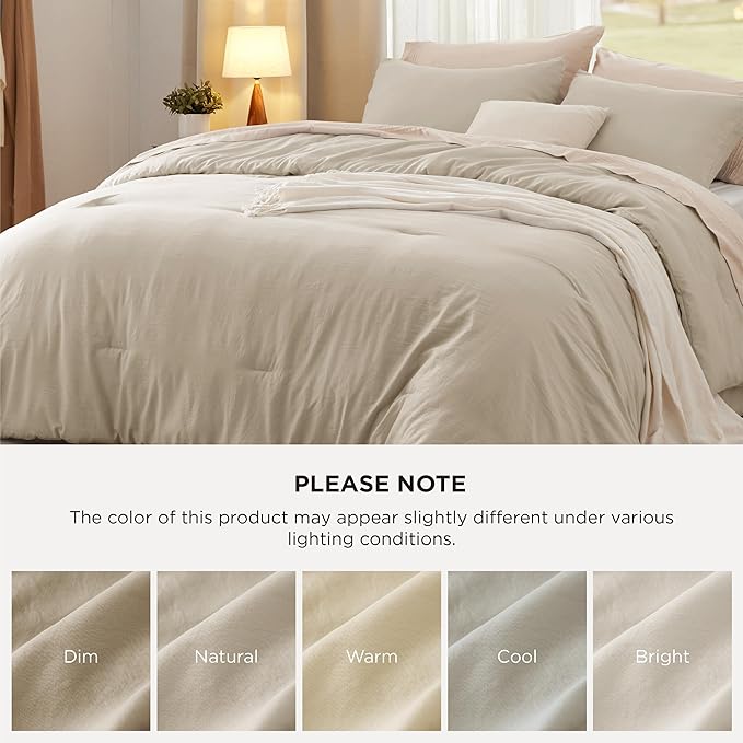 Bedsure Queen Size Comforter Set, Sand Soft Prewashed Bedding for All Seasons, 3 Pieces GentleSoft™ Warm Down Alternative Bed Set, 1 Lightweight Comforter (90"x90") and 2 Pillowcases (20"x26")