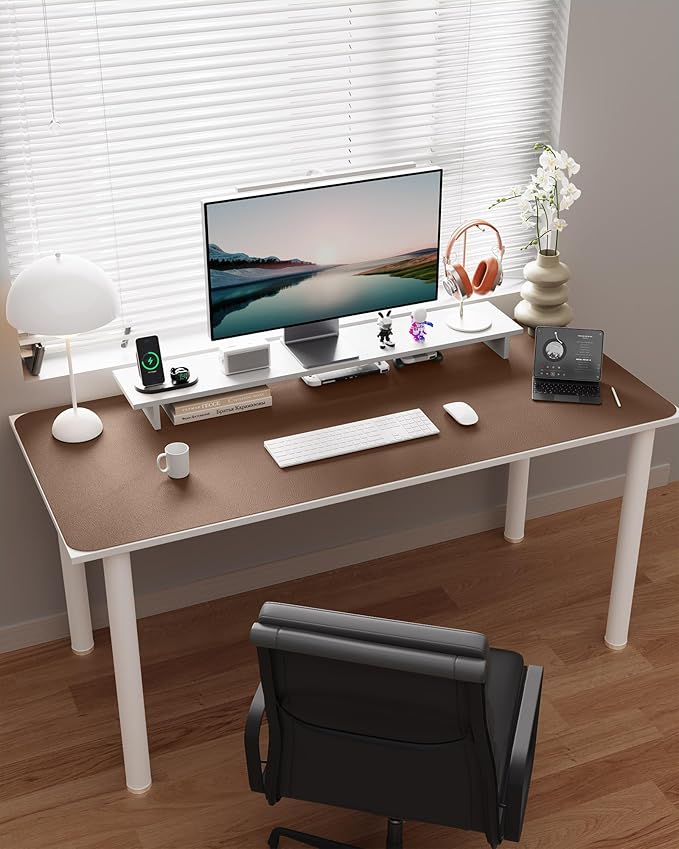 YSAGi Double-Sided Desk Pad, Leather Desk Mat, Eco Cork Desk Pad Protector,Large Mouse Pad,Waterproof Desk Blotter for Office/Home (Coffee+Cork, 47.2" x 23.6")