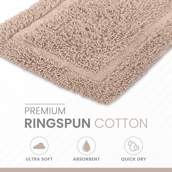 Martex 100% Cotton Ringspun Bath Rug | Super Soft | Super Absorbent | Essential Bathroom Rugs | Non-Slip Bath Mat | Quick Drying Bath Mat | Sand