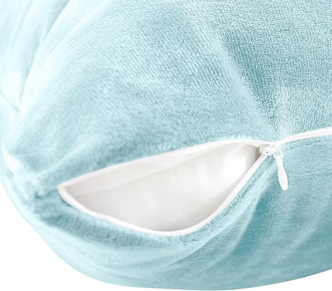 EVOLIVE Soft Micromink, Faux Fur, Faux Suede, Faux Velvet Body Pillow Cover 21"x54" Replacement with Zipper Closure (21"x54" Body Pillow Cover, Light Blue)