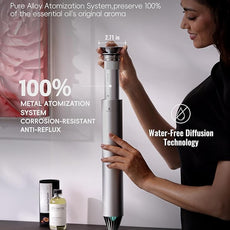 Waterless Scent Diffuser Starter Kit - 1500 Sq Ft Coverage, Alloy Atomization System,Mood Light,Smart Rechargeable Hotel Scent Diffuser, Including 120ml Essential Oil, for Home,Large Room,Spa,Silver