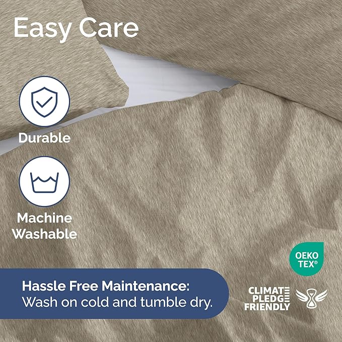 CGK Unlimited Duvet Cover Full Size Set - Extra Soft Full Size Duvet Cover 80 x 90 with 2 Pillow Shams - Hotel Quality w/Zipper Closures & Ties - Bedding and Bed Linens Set (Heathered Beige)