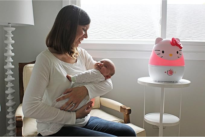 Crane Adorables Ultrasonic Humidifiers for Bedroom and Baby Nursery, 1 Gallon Cool Mist Air Humidifier for Large Room or Kid's Room, Humidifier Filters Optional, Hello Kitty