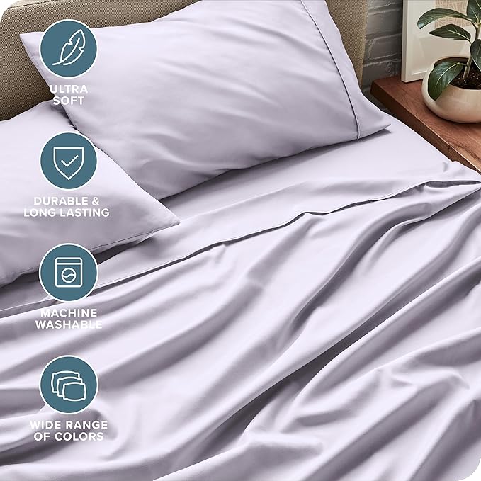 Bare Home Full Sheet Set - 1800 Ultra-Soft Microfiber Full Bed Sheets - Double Brushed - Deep Pockets - Easy Fit - 4 Piece Set - Bed Sheets (Full, Light Lavender) BareHome