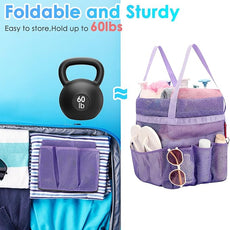 Mesh Shower Caddy Portable with Drawstring, Dorm Room Essentials for College Girls Guys, 8-Pocket Large Shower Bag Basket Tote for Camping Beach Gym Travel Toiletry Bathroom