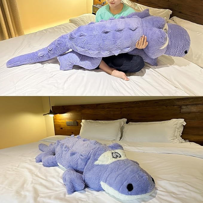 Hofun4U Alligator Plush Pillow, 61 inch Alligator Stuffed Animal, Home Decoration Christmas Valentine’s Birthday Gift for Boys Girls Adults Kids(Blue/Purple)