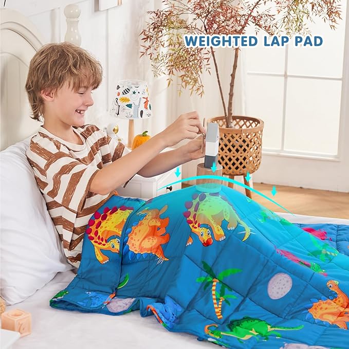 yescool Weighted Blanket 10 Pounds Cooling Weighted Lap Blanket, Dinosaur Heavy Blanket for Sleeping, Weighted Throw Blanket Gift for 80-110lbs, 40" x60