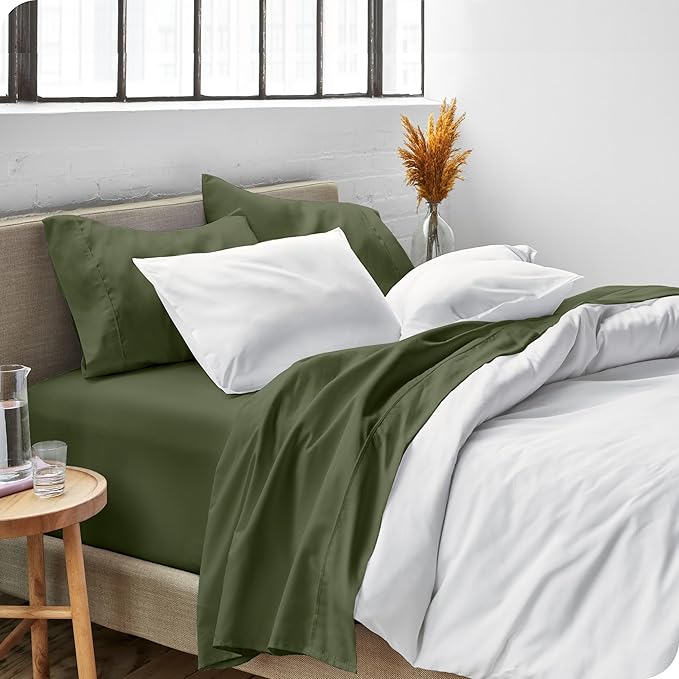 Bare Home King Sheet Set - Luxury 1800 Ultra-Soft Microfiber King Bed Sheets - Double Brushed - Deep Pockets - Easy Fit - 4 Piece Set - Bedding Sheets & Pillowcases (King, Cypress)