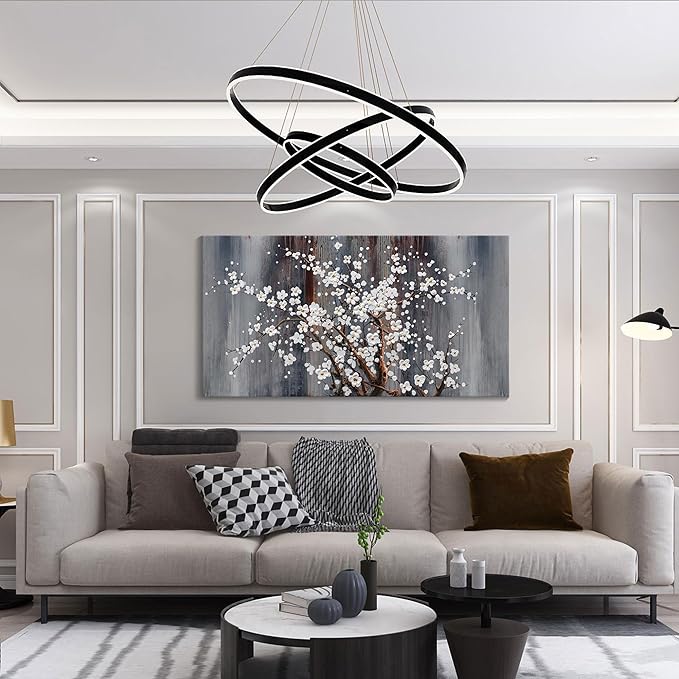 AJAZIKO Plum Blossom Canvas Wall Art Brown Wall Decor Living Room Bedroom Pictures for Over Bed Framed Artwork for Wall Modern Canvas Paintings for Decorations Office Decor