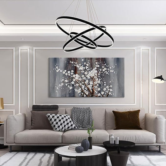 AJAZIKO Plum Blossom Canvas Wall Art Brown Wall Decor Living Room Bedroom Pictures for Over Bed Framed Artwork for Wall Modern Canvas Paintings for Decorations Office Decor