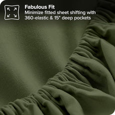 Bare Home Bed-in-A-Bag 7 Piece Comforter & Sheet Set - Queen - Goose Down Alternative - Ultra-Soft 1800 Premium - Bedding Set (Queen, Cypress/Cypress)