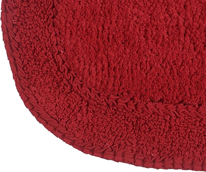 Home Weavers Double Ruffle Collection 100% Cotton Bath Rug, 28" Round – Soft, Absorbent, Non-Slip Bathroom Mat, Washable Floor Rug for Bathroom or Kitchen, Red
