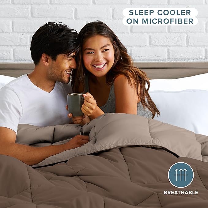 Bare Home King/California King Comforter - Reversible Colors - Goose Down Alternative - Ultra-Soft - Premium 1800 Series - All Season Warmth - Bedding Comforter (King/Cal King, Cocoa/Taupe)