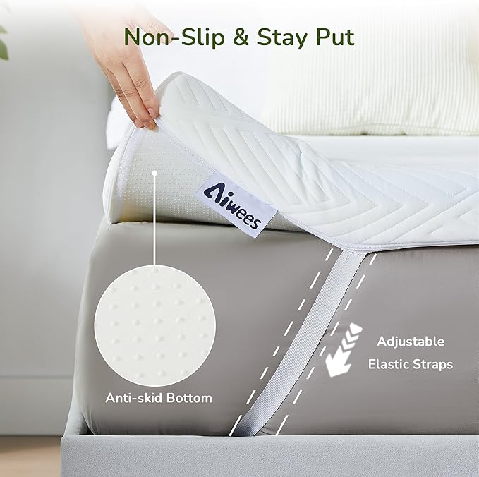Memory Foam Mattress Topper, 4 inch Full Size Mattress Topper with Removable Soft Cover, Bed Topper for Dorm, Travel, Guest Mat, Non-Slip Design & Pressure Relief Back Pain, White