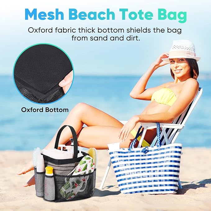 Eudele Mesh Shower Caddy Portable for College Dorm Room Essentials, 8-Pocket Large Capacity Shower Bag for Beach, Swimming, Gym