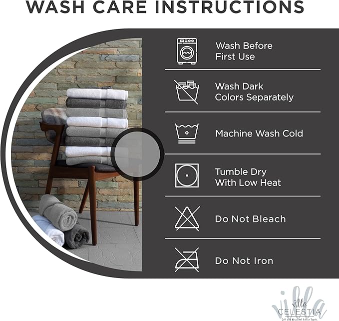 100% Cotton Bath Towel Set of 18-4 Bath Towels, 6 Hand Towels, 8 Wash Cloths, Sustainable, Soft, Highly Absorbent, Combed Cotton 18 Piece Set for Hotels, Spa, Bathroom, Dorm, Black