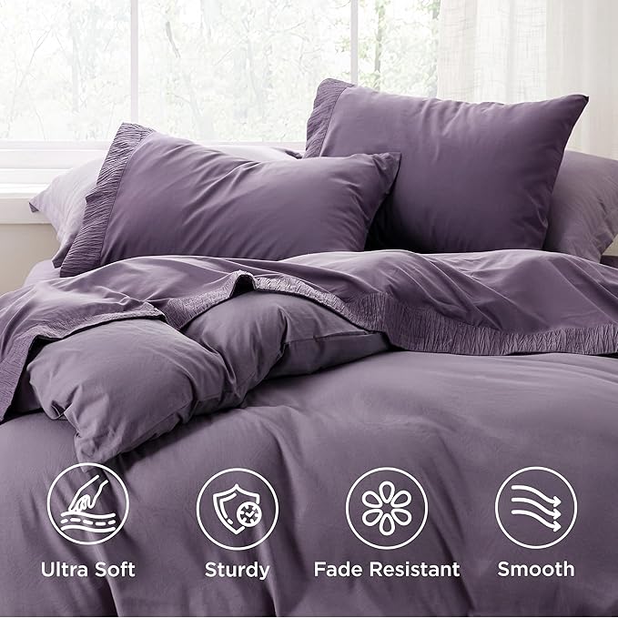 Bedsure Twin Sheets Set - 3 Pieces Soft Twin Bed Sheets - Breathable & Cooling - Hotel Luxury - Easy Care Polyester Microfiber Bedding for Women, Men, Dusty Purple