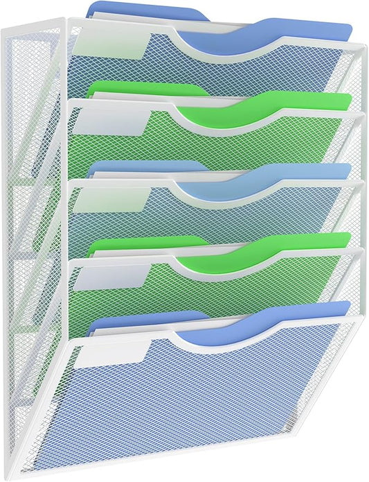 Kuntine.B Wall File Organizer (White, 5 Tier)