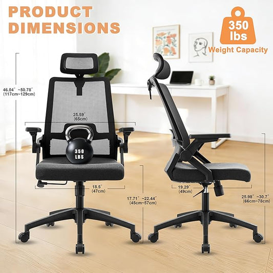 Office Chair ergonomically Designed with Breathable mesh backrest and Lumbar Support Adjustable Height Suitable for Offices Homes bedrooms Study Rooms (Black)